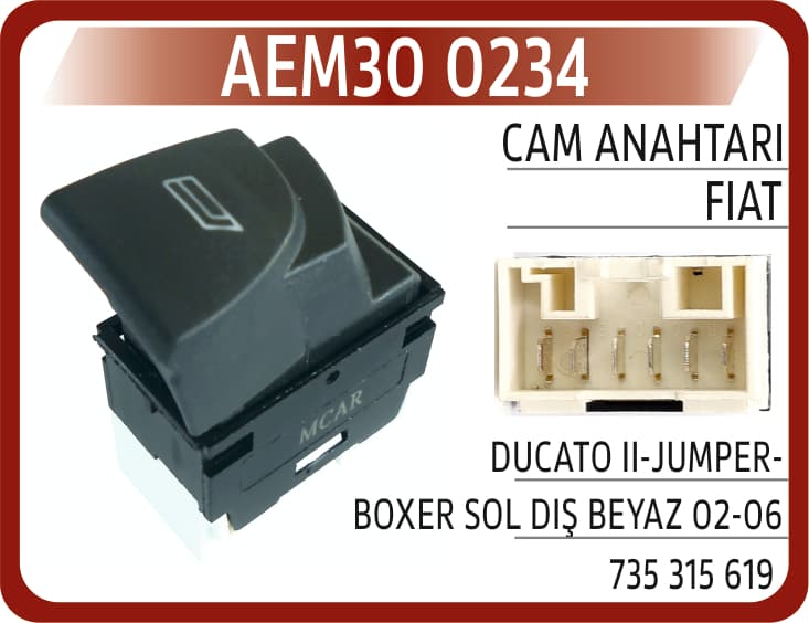 CAM ANAHTARI FIAT DUCATO II-JUMPER SOL DIŞ BEYAZ