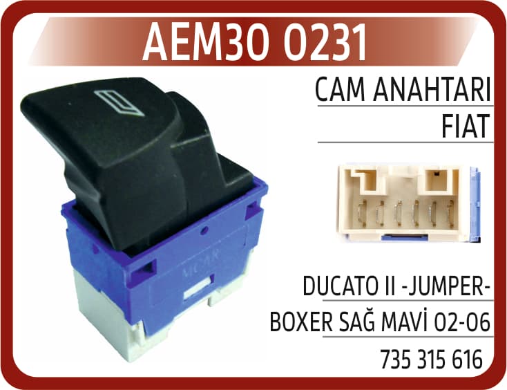 CAM ANAHTARI FIAT DUCATO II -JUMPER-BOXER SAĞ MAVİ
