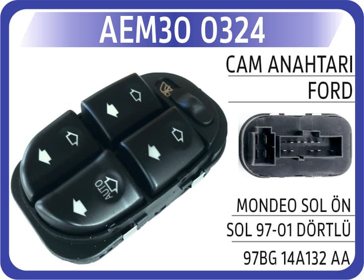 CAM ANAHTARI FORD MONDEO SOL ÖN SOL 97-01 DÖRTLÜ