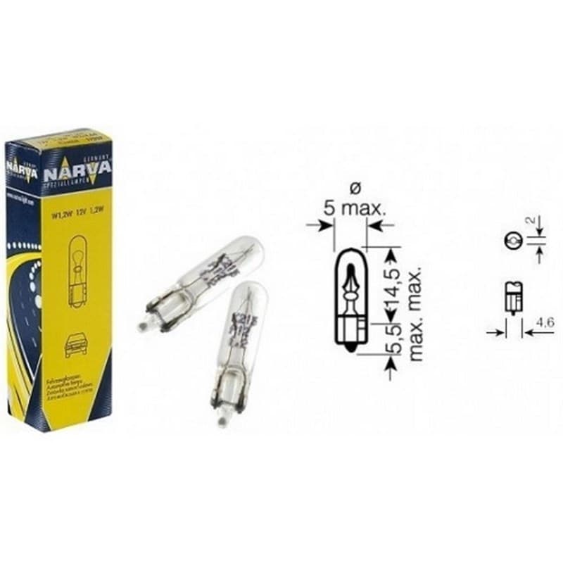 AMPUL T5 12V 1.2W KÜÇÜK DİPSİZ (TABAN:W2x4.6D ECE:W1,2W)